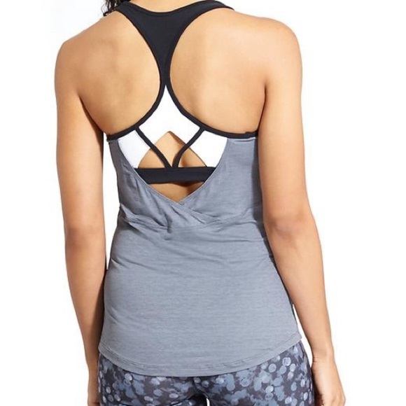 ATHLETA reach & restore grey fitted yoga athletic tank top Sz-XXS. B13 - Picture 2 of 12